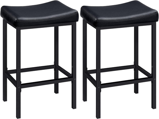 HOOBRO Bar Stools Set of 2, Industrial Kitchen Breakfast Bar Stools, Bar Chairs with Footrest, Counter Height High Stools, for Small Corner Space, Home Pub Garden Bar Table