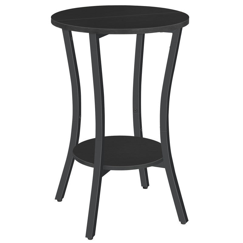 HOOBRO Round Side Table, 2 Tier Small Table, Round Sofa Table, Small Bedside Tables, Round Coffee Table with Storage Shelf, Hallway for Living Room, Sturdy