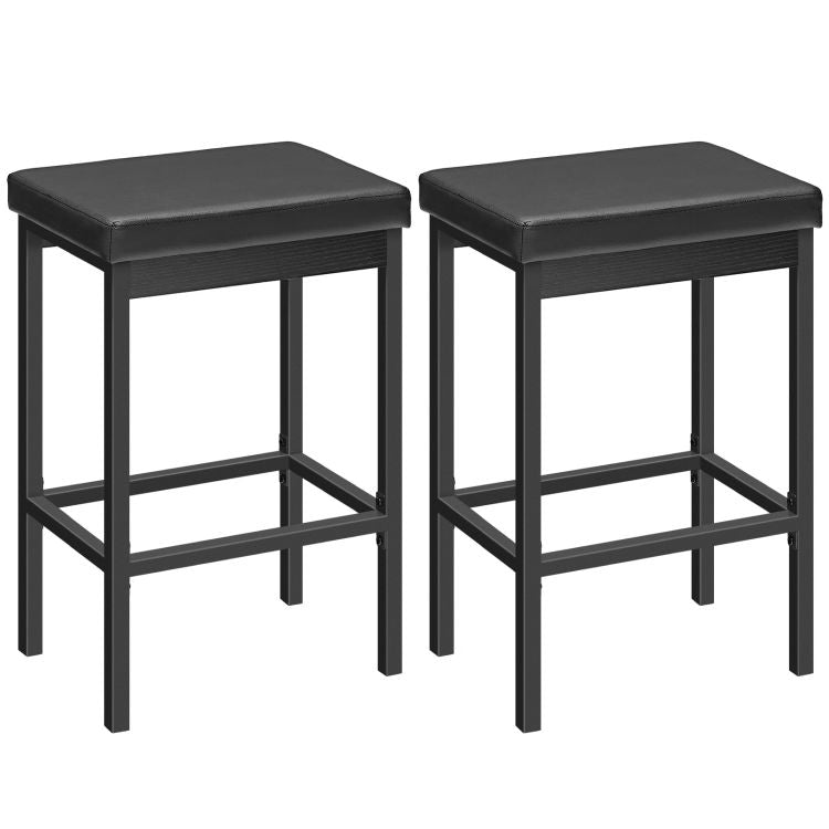 HOOBRO PU Upholstery Bar Stools Set of 2, 63 cm Breakfast Stools, Bar Chairs, Kitchen Stools with Footrests, for Kitchen, Living Room, Dining Room, Cafe, Counter