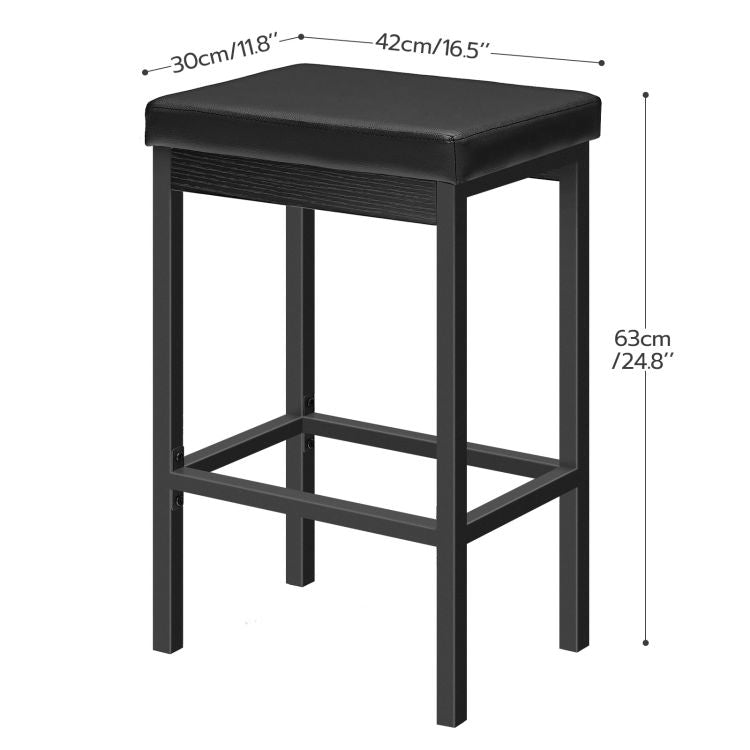 HOOBRO PU Upholstery Bar Stools Set of 2, 63 cm Breakfast Stools, Bar Chairs, Kitchen Stools with Footrests, for Kitchen, Living Room, Dining Room, Cafe, Counter