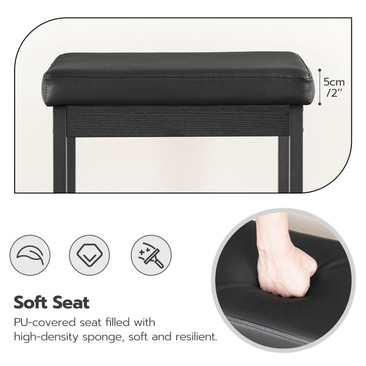 HOOBRO PU Upholstery Bar Stools Set of 2, 63 cm Breakfast Stools, Bar Chairs, Kitchen Stools with Footrests, for Kitchen, Living Room, Dining Room, Cafe, Counter