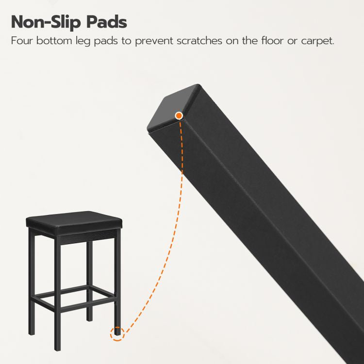 HOOBRO PU Upholstery Bar Stools Set of 2, 63 cm Breakfast Stools, Bar Chairs, Kitchen Stools with Footrests, for Kitchen, Living Room, Dining Room, Cafe, Counter