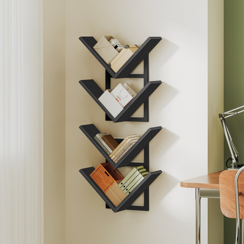 HOOBRO Floating Shelves for Wall, Set of 2, V-Shaped Wall Mounted Shelves for Storage Racks, Metal Frame, Room Decor, for Living Room, Bedroom, Study, Bathroom