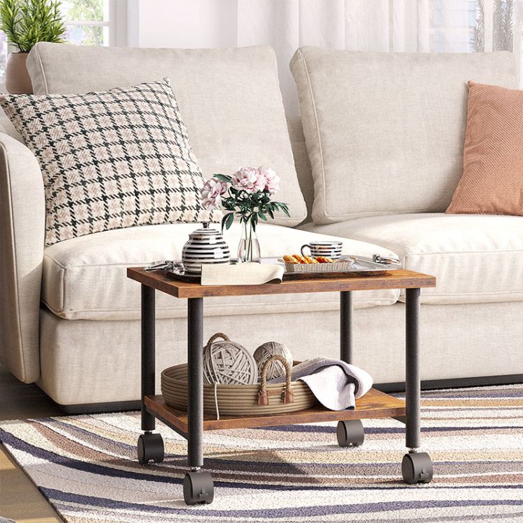 HOOBRO Printer Stand, 2-Tier Industrial Under Desk Printer Cart with Shelf, Mobile Heavy Duty Storage Rack on Wheels for Home, Office