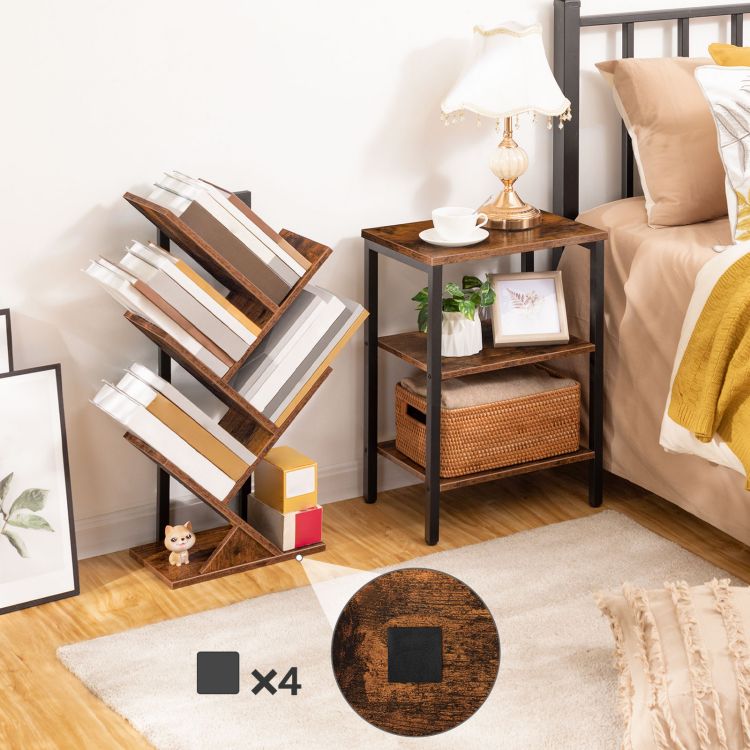 HOOBRO Tree Bookshelf, Tree Shaped Book Shelves, Floor Free Standing Desktop Bookshelf, Display Book Magazine CDs Rack