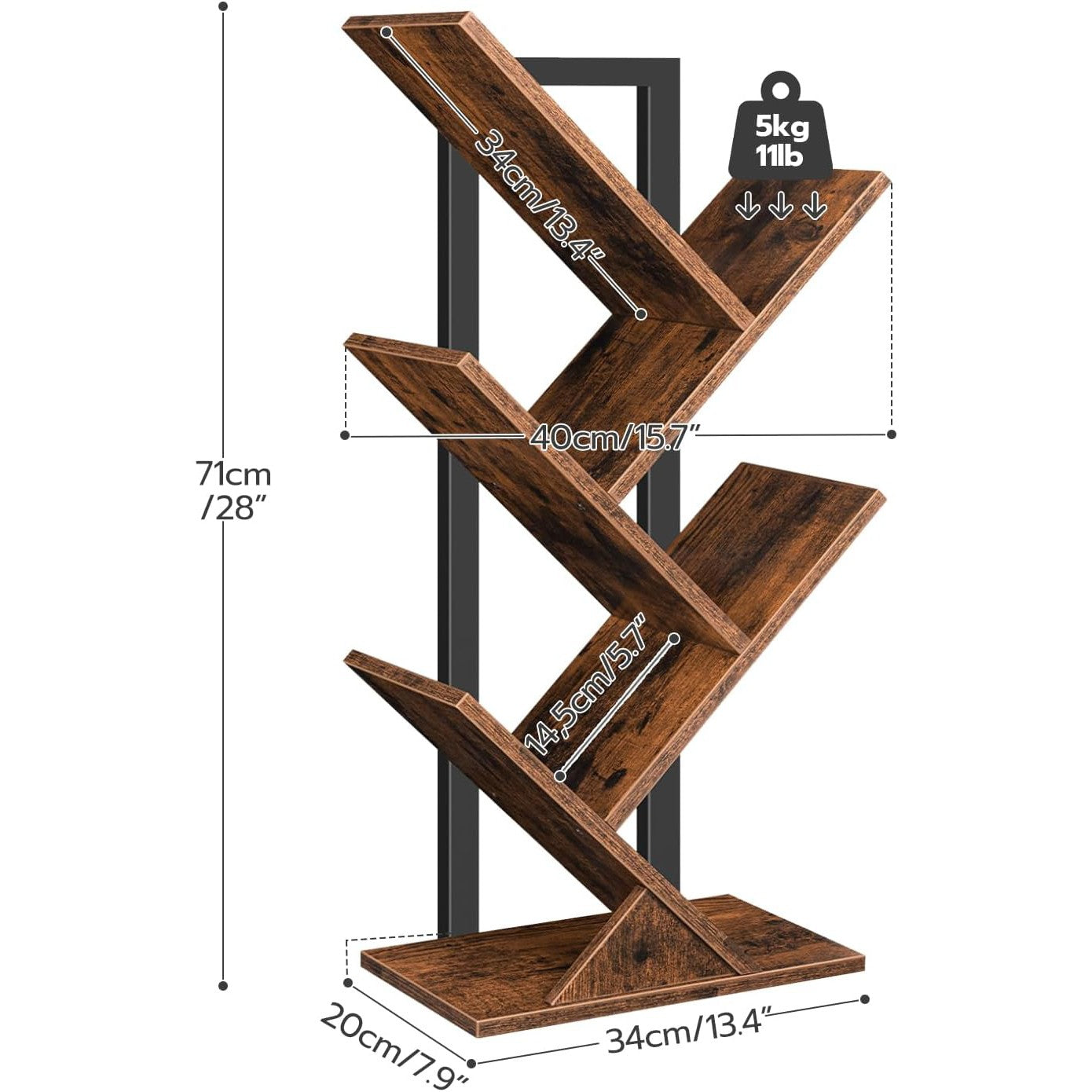 HOOBRO Tree Bookshelf, Tree Shaped Book Shelves, Floor Free Standing Desktop Bookshelf, Display Book Magazine CDs Rack