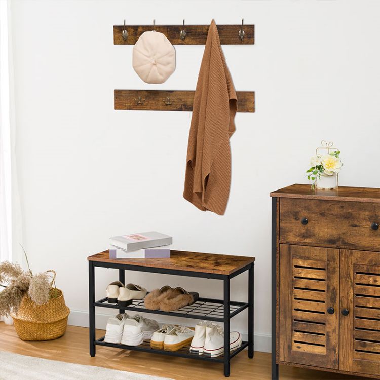 HOOBRO Coat Rack Shoe Bench Set, Entryway Shoe Rack Bench with Coat Hooks, Hall Tree Coat Rack, Mud Room Bench, Hat Bag Hanging Organizer, Industrial, for Foyer, Front Door