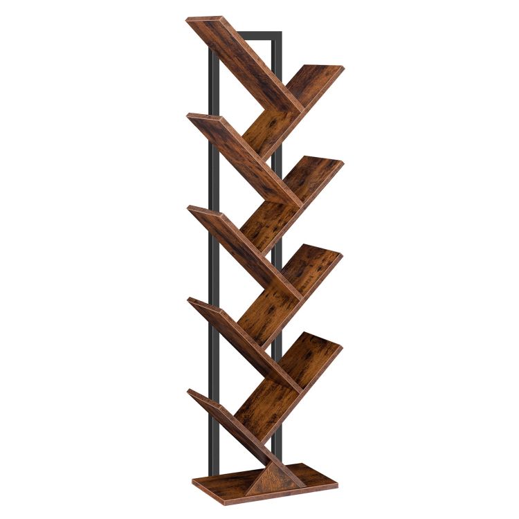 HOOBRO Tree Bookshelf Tall, 9-Tier Floor Standing Book Shelf, Tall Bookcase for CDs Albums, for Living Room