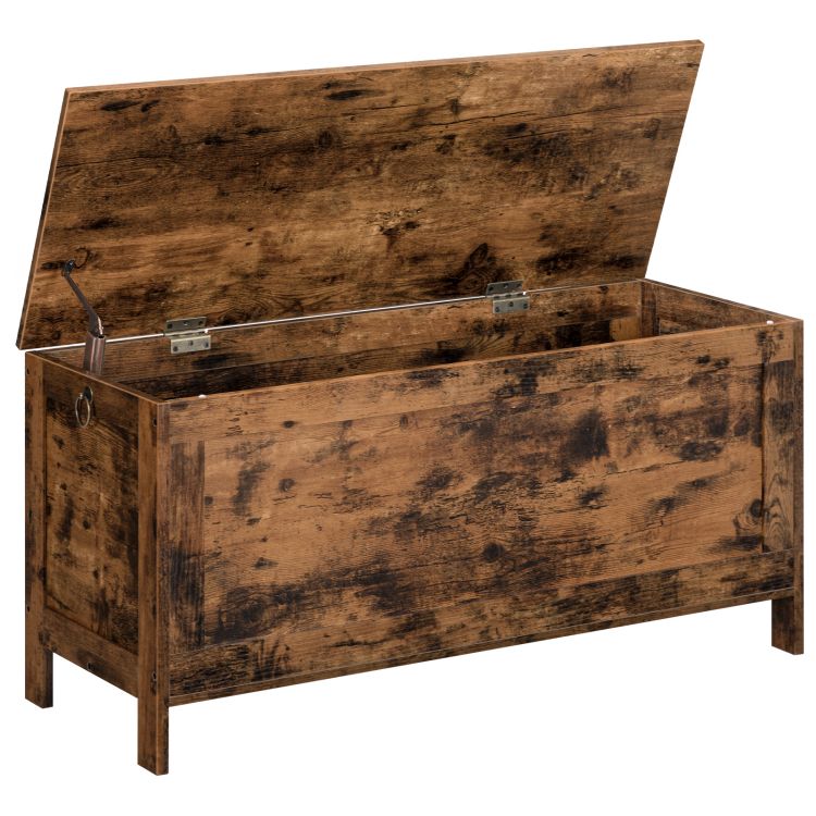 HOOBRO Wooden Storage Chest, Large Trunks Storage, Toy Chests with Lid, Blanket Box Organizer Unit, Bed End Storage Bench, 100 x 40 x 48 cm, for Entryway, Hallway, Bedroom
