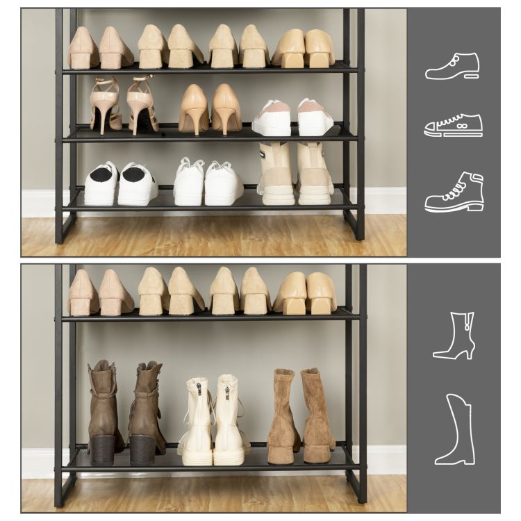 HOOBRO 12-Tier Tall Shoe Rack, Large Capacity Shoe Storage Organizer, Tall Shoe Shelf Front Door Entrance, 75 x 28.5 x 191 cm, Holds 35-45 Pairs of Shoes, Metal Mesh