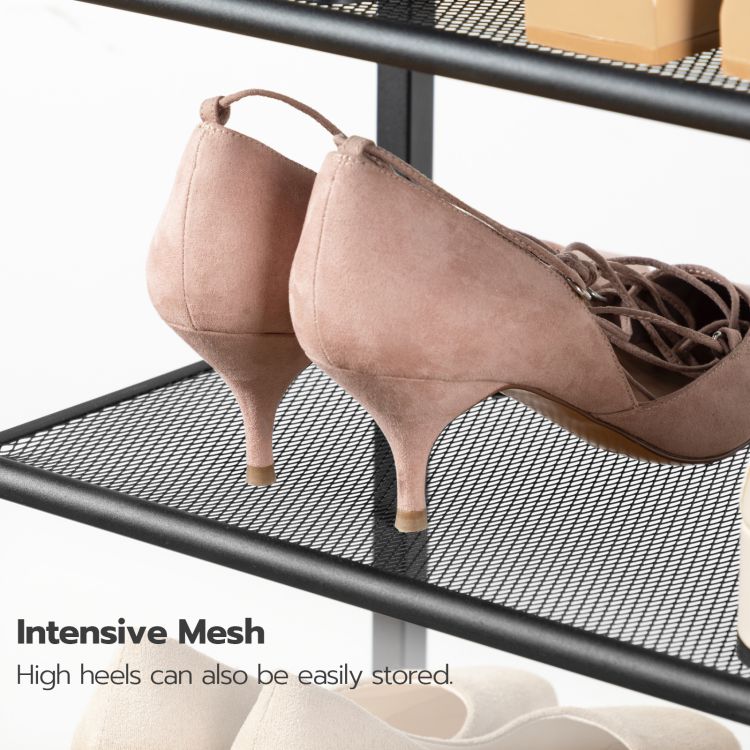 HOOBRO 12-Tier Tall Shoe Rack, Large Capacity Shoe Storage Organizer, Tall Shoe Shelf Front Door Entrance, 75 x 28.5 x 191 cm, Holds 35-45 Pairs of Shoes, Metal Mesh