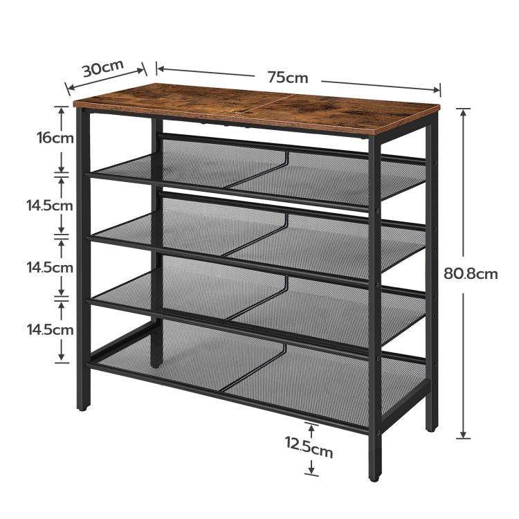 HOOBRO Shoe Rack, 5-Tier Shoe Storage with Adjustable Mesh Shelves, 16-20 Pairs of Shoes, Stable and Durable, Spacious Top, Freestanding, Metal, Industrial, for Entryway, Closet