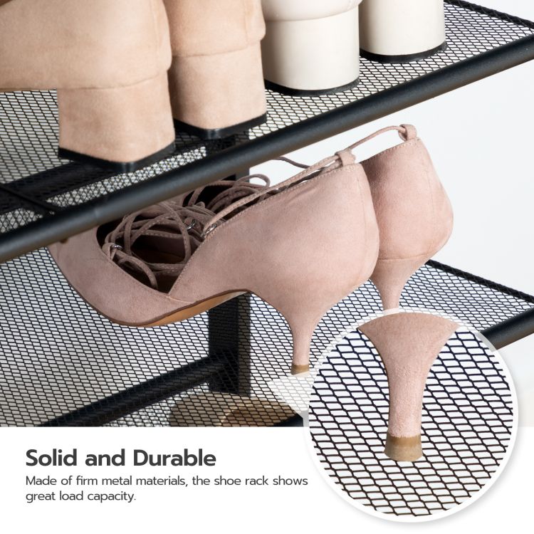 HOOBRO Shoe Rack, 5-Tier Shoe Storage with Adjustable Mesh Shelves, 16-20 Pairs of Shoes, Stable and Durable, Spacious Top, Freestanding, Metal, Industrial, for Entryway, Closet