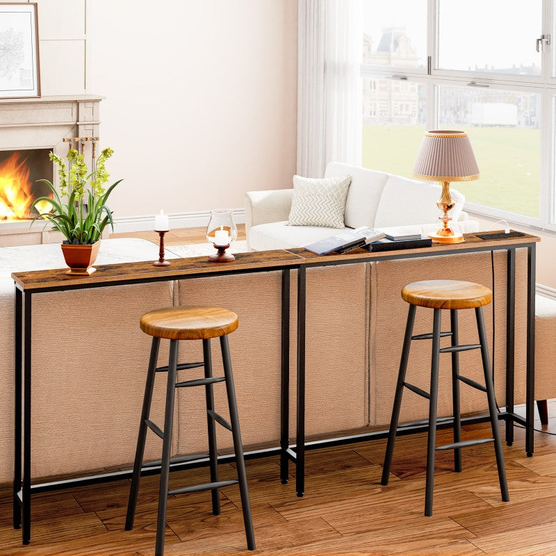 HOOBRO Slim Console Table with Charging Station, 180 cm Long Hallway Table with USB Ports, Behind Sofa Table Narrow for Hallway, Entryway, Foyer, Living Room