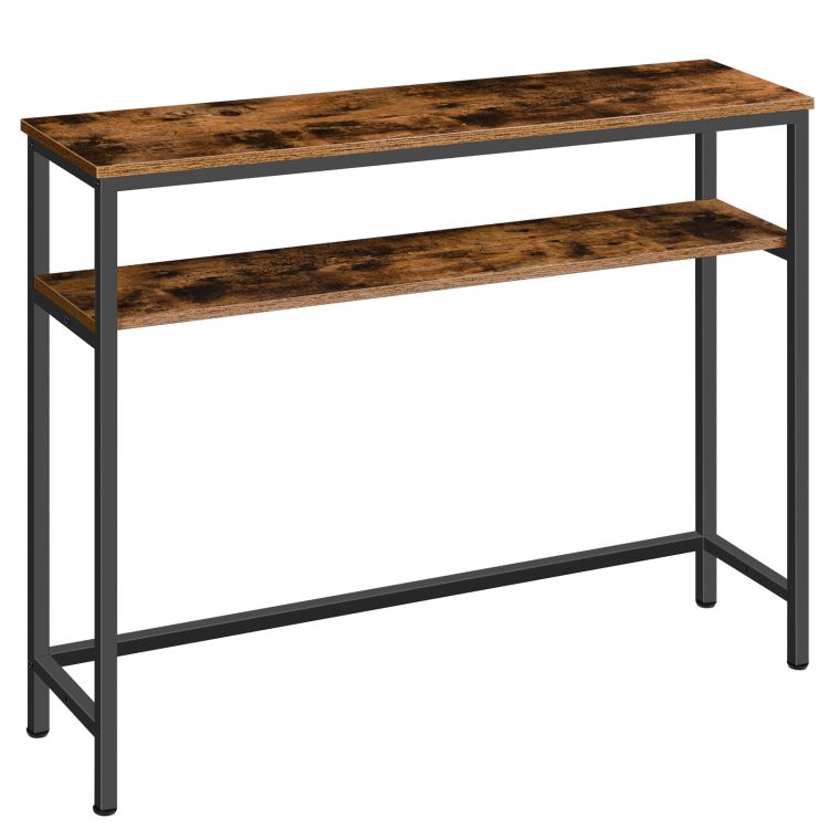 HOOBRO Skinny Console Table with Adjustable Shelf, Entryway Table, Narrow Sofa Table, 2-Tier Side Table for Foyer, Hallway, Kitchen, Bedroom, Industrial Style