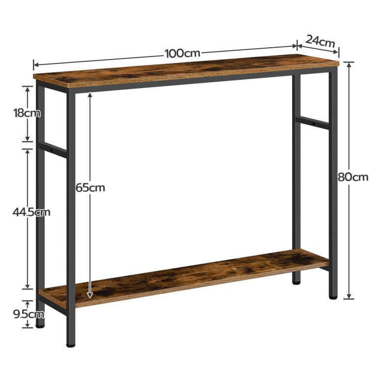 HOOBRO Skinny Console Table with Adjustable Shelf, Entryway Table, Narrow Sofa Table, 2-Tier Side Table for Foyer, Hallway, Kitchen, Bedroom, Industrial Style