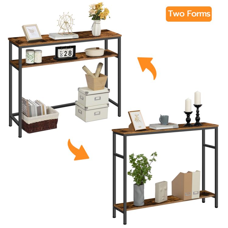 HOOBRO Skinny Console Table with Adjustable Shelf, Entryway Table, Narrow Sofa Table, 2-Tier Side Table for Foyer, Hallway, Kitchen, Bedroom, Industrial Style