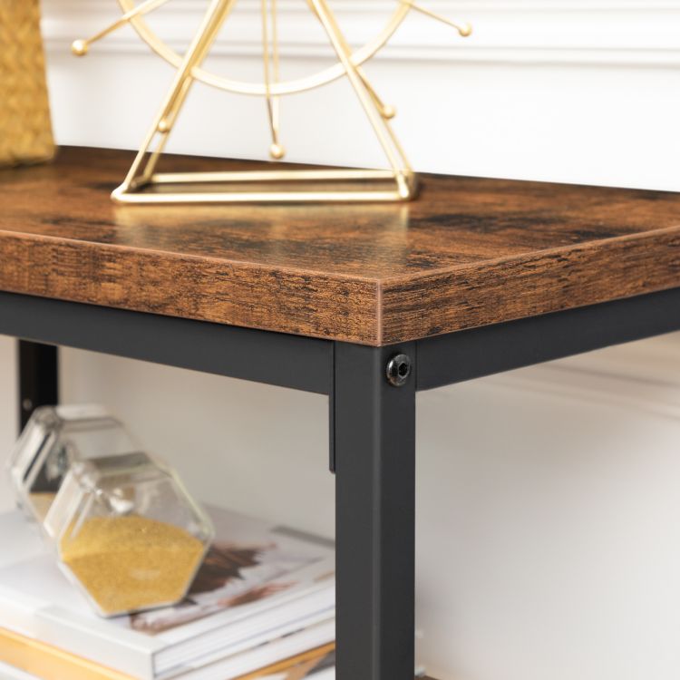 HOOBRO Skinny Console Table with Adjustable Shelf, Entryway Table, Narrow Sofa Table, 2-Tier Side Table for Foyer, Hallway, Kitchen, Bedroom, Industrial Style