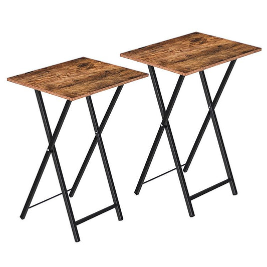 HOOBRO Folding TV Tray Tables, Set of 2 Side Table for Small Space, Industrial Snack Tables for Eating at Couch, Stable Metal Frame, Easy Assembly, Space Saving