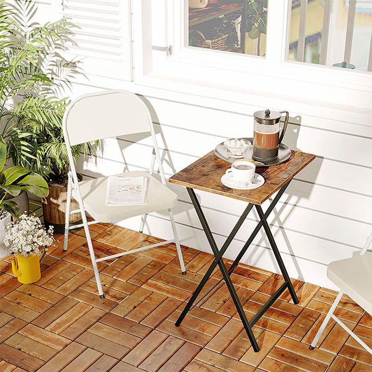 HOOBRO Folding TV Tray Tables, Set of 2 Side Table for Small Space, Industrial Snack Tables for Eating at Couch, Stable Metal Frame, Easy Assembly, Space Saving