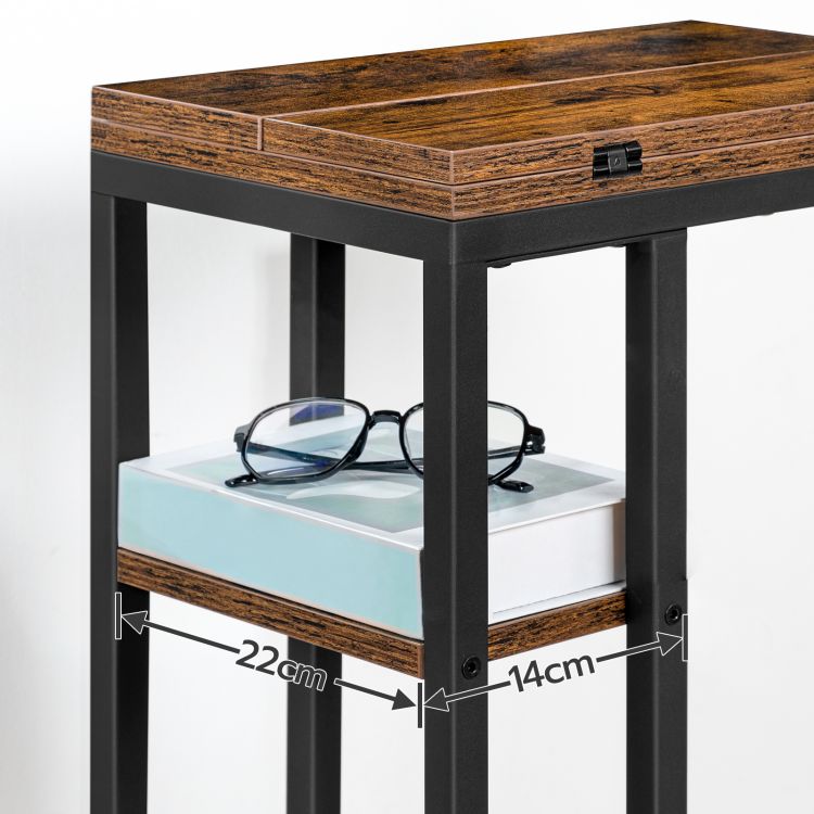 HOOBRO Foldable End Table, C Shaped Side Table with Storage Shelf, Small Snack Table Suitable for Living Room Bedroom Small Spaces, Easy Assembly