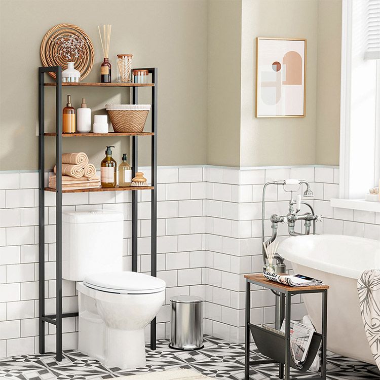 HOOBRO Over The Toilet Storage, 3-Tier Industrial Bathroom Organizer, Shelves with Adjustable Feet, Easy to Assembly