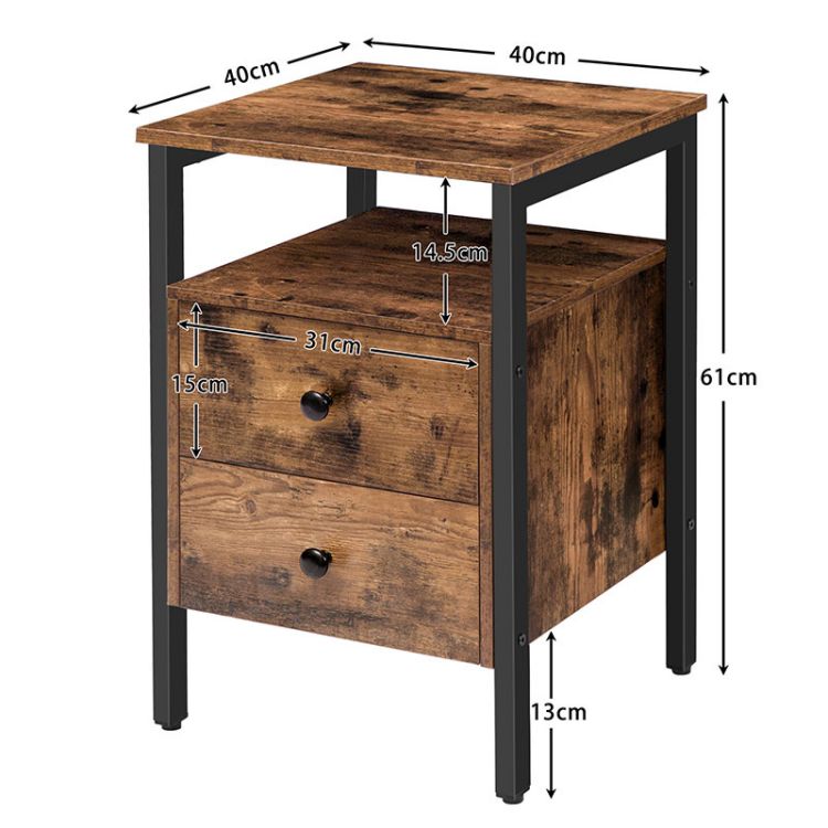 HOOBRO Nightstand, Bedside Table with 2 Drawers and Storage Shelves, Side End Table, Sofa Table for Living Room, Bedroom, Accent Furniture, Easy Assembly