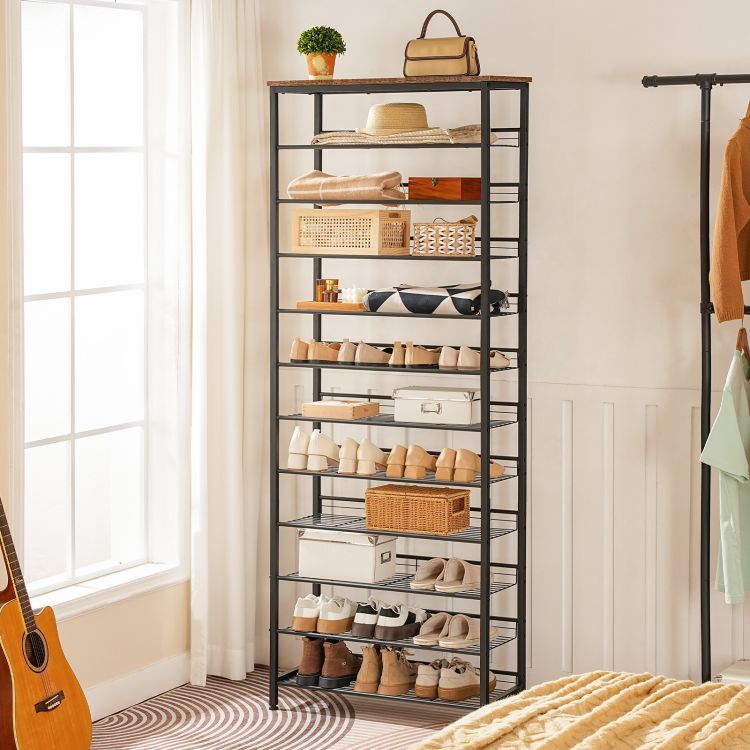 HOOBRO Tall Shoe Rack, Large Capacity Shoe Storage Organizer, 12-Tier Shoe Rack for 44-55 Pairs of Shoes, 75 x 28.5 x 194.5cm, Adjustable Metal Shelves, Shoe Storage Unit