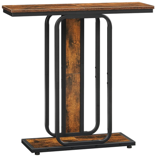 HOOBRO Console Table for Hallway Slim, Narrow Hallway Table, 2-Tier Industrial Sofa Table with Geometric-Styled Structure, for Living Room, Bedroom, Entryway, Foyer