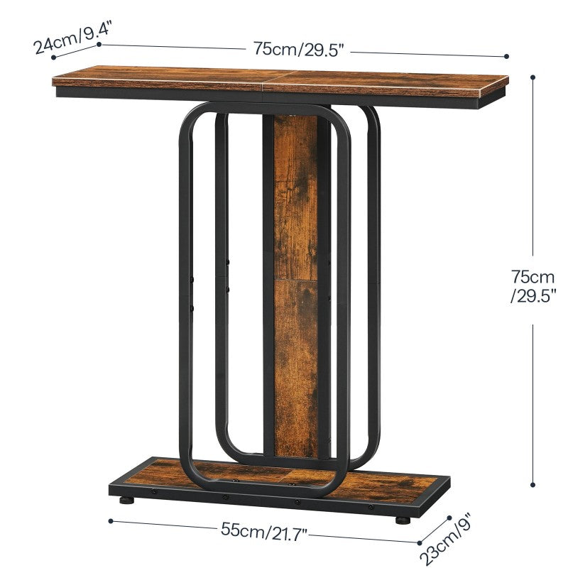 HOOBRO Console Table for Hallway Slim, Narrow Hallway Table, 2-Tier Industrial Sofa Table with Geometric-Styled Structure, for Living Room, Bedroom, Entryway, Foyer