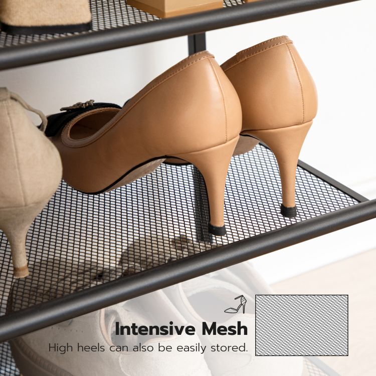 HOOBRO 8 Tier Shoe Rack, Large Capacity Shoe Shelf for 21-28 Pairs of Shoes, Shoe Storage Organizer with Detachable Metal Mesh, Strong and Stable, Easy Assembly, Industrial