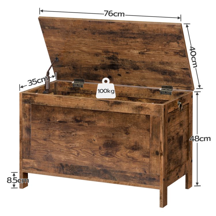 HOOBRO Storage Chest, Retro Toy Box Organizer with Safety Hinge, Entryway Storage Bench Supports 220 lb, 29.9 x 15.7 x 18.9 Inches, Toy Chest, Wooden Look, Easy Assembly