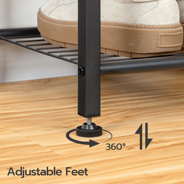 HOOBRO Coat Stand, Coat Rack with Shoe Storage, Free Standing Hall Tree with 9 Hooks, Shoe and Coat Rack for Hallway, Entryway, Metal Frame, Sturdy, Industrial