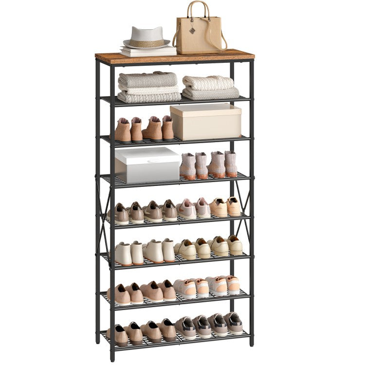HOOBRO Shoe Rack Tall, 8 Tier Shoe Racks Storage, Large Capacity Shoe Organizer, 28-32 Pairs of Shoes, Adjustable Metal Shelves, Shoe Stand for Entryway Hallway