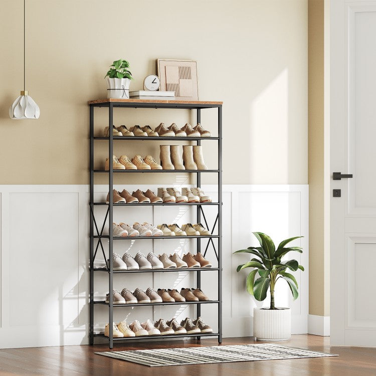 HOOBRO Shoe Rack Tall, 8 Tier Shoe Racks Storage, Large Capacity Shoe Organizer, 28-32 Pairs of Shoes, Adjustable Metal Shelves, Shoe Stand for Entryway Hallway
