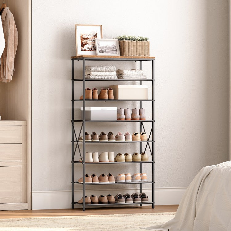 HOOBRO Shoe Rack Tall, 8 Tier Shoe Racks Storage, Large Capacity Shoe Organizer, 28-32 Pairs of Shoes, Adjustable Metal Shelves, Shoe Stand for Entryway Hallway