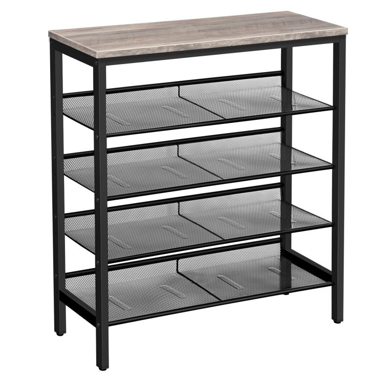 HOOBRO Shoe Rack, 5-Tier Shoe Storage Unit Flat & Slant Adjustable Shoe Organizer Shelf for 16 Pairs, Durable and Stable, for Entryway, Hallway, Closet, Dorm Room, Industrial