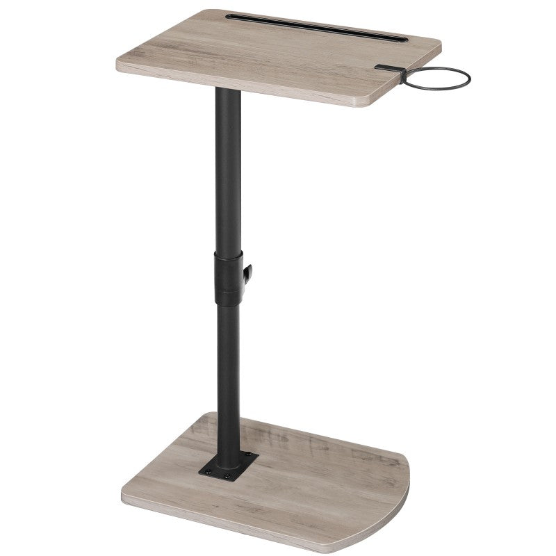 HOOBRO C Shaped Side Table, Height Adjustable Bedside Table, 360° Rotating Sofa Table Laptop Tables with Detachable Cup Holder and Tablet Slot, Slides Under Sofa