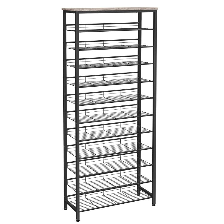HOOBRO Tall Shoe Rack, Large Capacity Shoe Storage Organizer, 12-Tier Shoe Rack for 44-55 Pairs of Shoes, 75 x 28.5 x 194.5cm, Adjustable Metal Shelves, Shoe Storage Unit