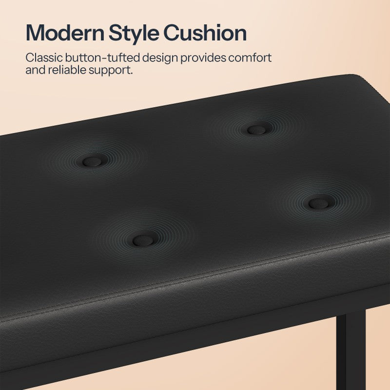 HOOBRO Upholstered Dining Bench with H-Frame, 140kg Capacity, for Entryway Hallway, Modern Button-Tufted PU Leather Seat for Dining Room, Kitchen, Bedroom, Easy Assembly