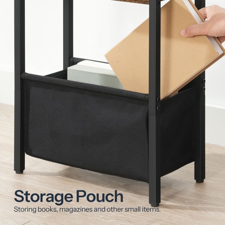 HOOBRO Narrow Side Table, Slim Side Table with Charging Station, USB Ports and Power Outlet, Bedside Table for Small Space, 40 x 20 x 60 cm, for Living Room