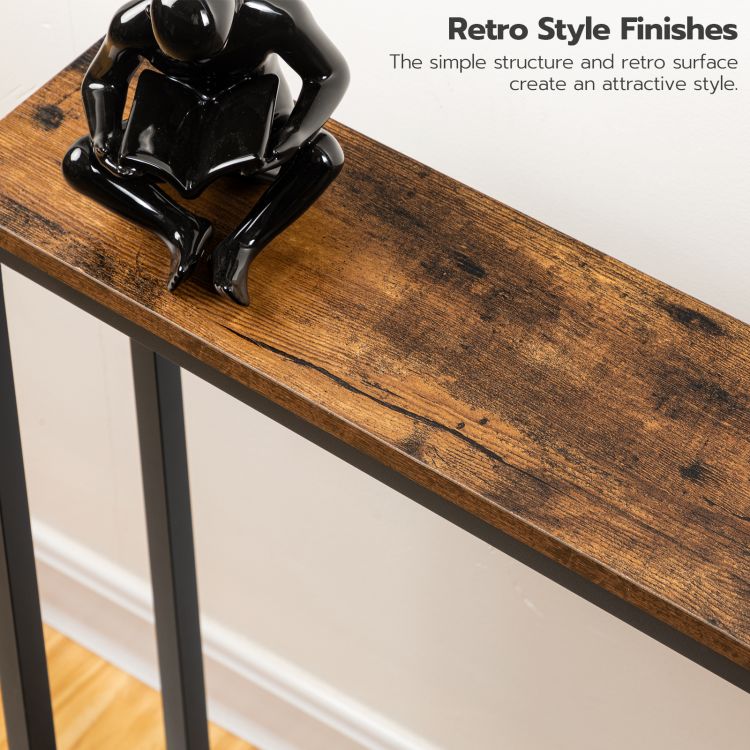 HOOBRO Slim Console Table with Charging Station, Hallway Table with USB Ports and Power Outlets, 100 cm Long, Narrow Sofa/Behind Couch Table for Entryway, Small Spaces