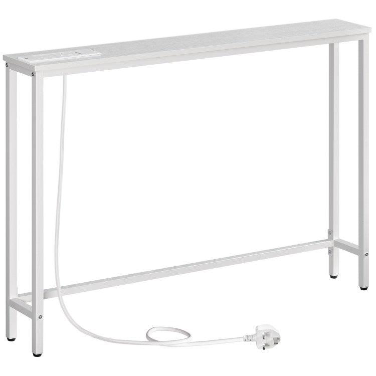 HOOBRO Slim Console Table with Charging Station, Hallway Table with USB Ports and Power Outlets, 100 cm Long, Narrow Sofa/Behind Couch Table for Entryway, Small Spaces