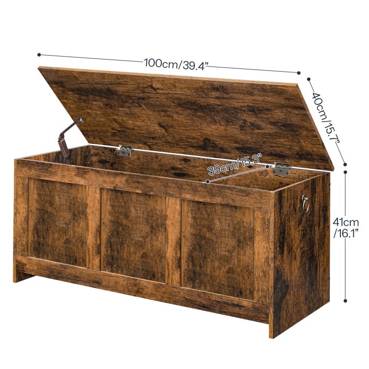 HOOBRO Storage Chest, Wooden Storage Bench, Blanket Storage Box, Large Storage Trunk with Lid, Shoe Storage Bench, Rustic Toy Chests, for Hallway, Bedroom, Living Room
