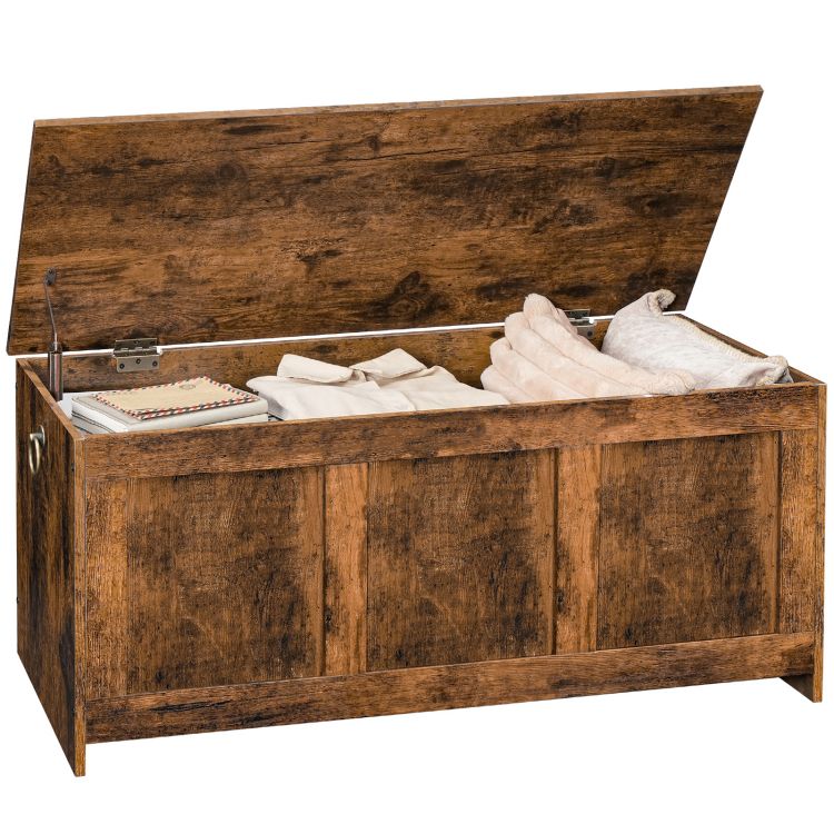 HOOBRO Storage Chest, Wooden Storage Bench, Blanket Storage Box, Large Storage Trunk with Lid, Shoe Storage Bench, Rustic Toy Chests, for Hallway, Bedroom, Living Room
