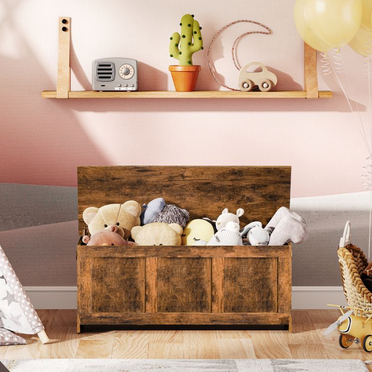 HOOBRO Storage Chest, Wooden Storage Bench, Blanket Storage Box, Large Storage Trunk with Lid, Shoe Storage Bench, Rustic Toy Chests, for Hallway, Bedroom, Living Room