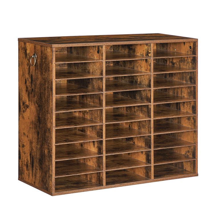 HOOBRO Filing Tray, 27-Compartment Wooden Literature Organizer, File Organizer for A4 Paper, Desk Organiser with Adjustable Shelves, File Sorter, for Office, Study, Library