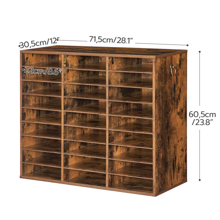 HOOBRO Filing Tray, 27-Compartment Wooden Literature Organizer, File Organizer for A4 Paper, Desk Organiser with Adjustable Shelves, File Sorter, for Office, Study, Library