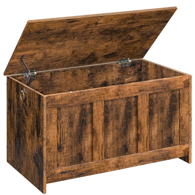 HOOBRO Storage Chest, Wooden Storage Bench, Blanket Storage Box, Large Storage Trunk with Lid, Shoe Storage Bench, Rustic Toy Chests, for Hallway, Bedroom, Living Room