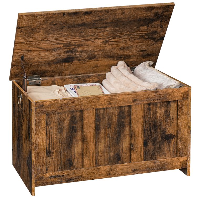 HOOBRO Storage Chest, Wooden Storage Bench, Blanket Storage Box, Large Storage Trunk with Lid, Shoe Storage Bench, Rustic Toy Chests, for Hallway, Bedroom, Living Room